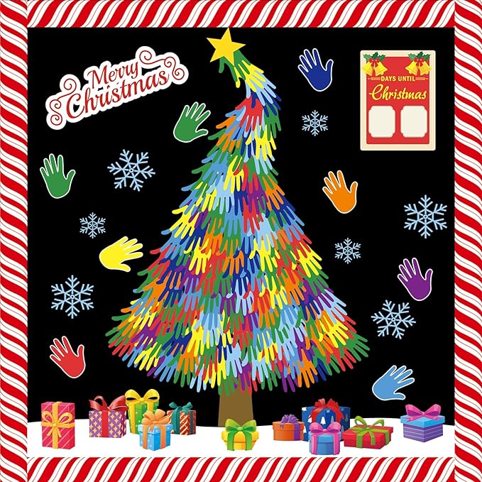 gisgfim Christmas Bulletin Board Decoration Set Merry Christmas Tree Paper Cutouts Xmas Classroom Count Down Bulletin Board Decor for Xmas Winter Holiday School Door Party Home Wall(Count Down)