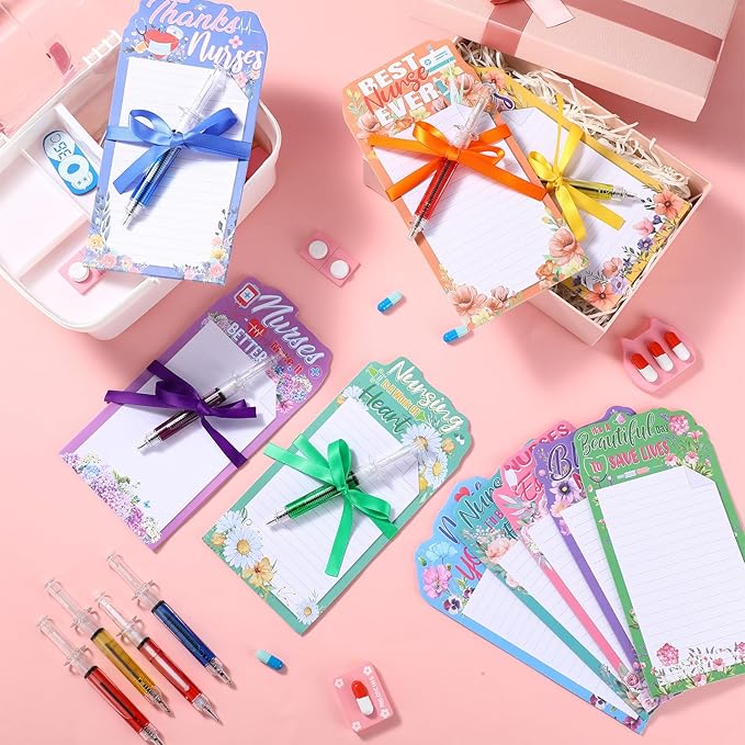 Tellingyou 30 Pcs Nurse Notepads with Pen Nurse Appreciation Gifts Nursing Student Sticky Notes Funny Nurse Memo Pads Bulk to Do List for Nurse Week Nurse Student Graduation Office Present Supply