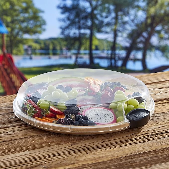 FARBERWARE Build-a-Board Cutting Board with Single Compartment and Clear Locking Lid for Charcuterie, Snacks, and More, Bamboo