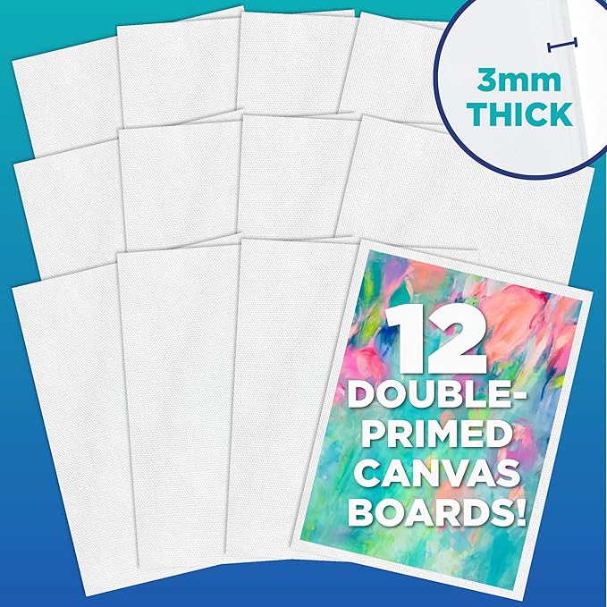 Horizon Group USA Painting Panel Canvas Boards, 8" x 10", Pack of 12, Multicolor