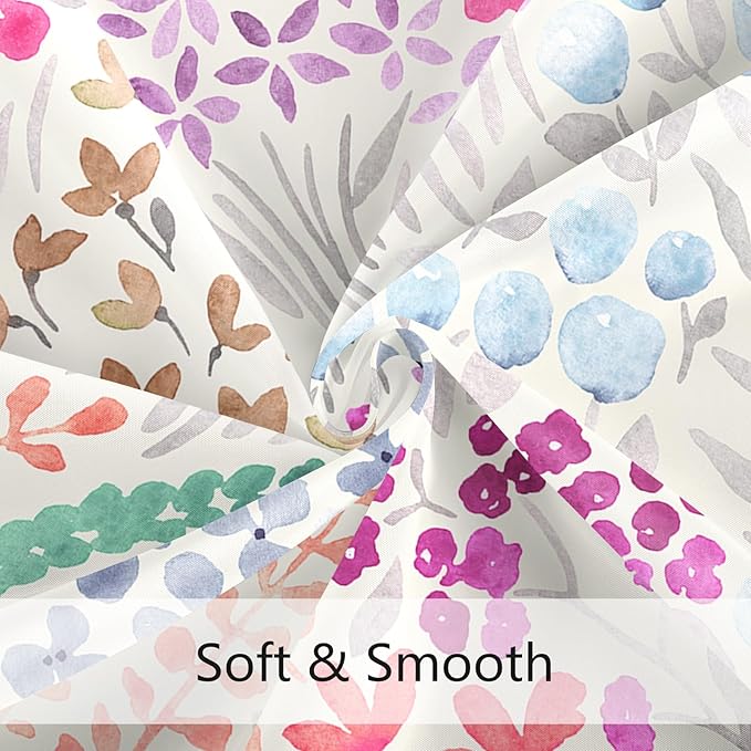 Extra Long Shower Curtain 72 x 96 Inch, Floor to Ceiling X-Long Tall Cute Floral Shower Curtain for Bathroom, Hot Pink Wildflower Boho Cottagecore Fabric Shower Curtain Set with Hooks