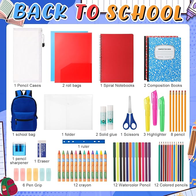 79 Pcs Christmas Gift Box for K-5 Elementary Middle Kit Bundle Bulk Essential for Operation Charity Xmas Gift(Navy Blue)