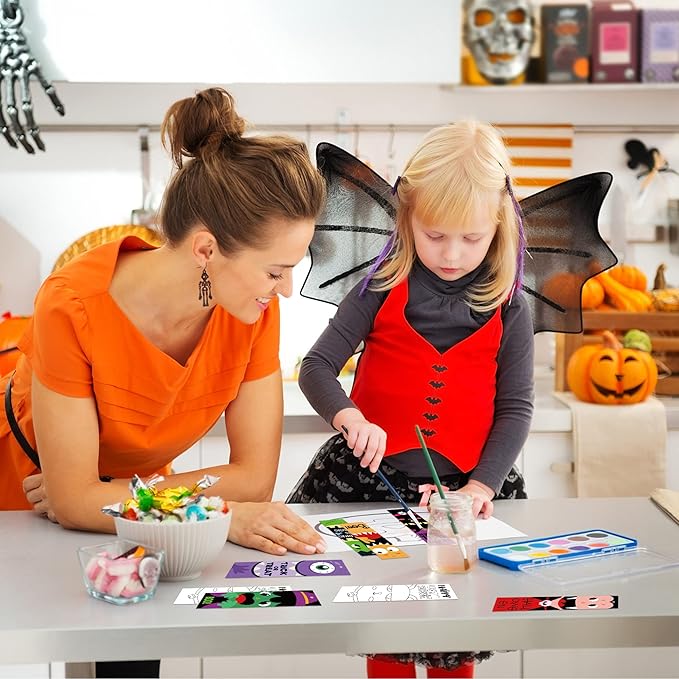 75Pcs Halloween Color Your Own Bookmarks, Kids DIY Coloring Blank Bookmarks Halloween Party Game Prize Art Craft Supplies for Teachers Students Fillers Classroom Reading Club Rewards Book Decor