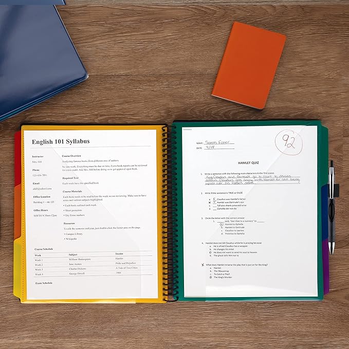Samsill Spiral Folder Organizer - 12 Dividers & 24 Pockets with Notepad Holder, Multi Pocket Color Cordinated Folder Binder with Customizable Tabs, Document Organizer (Basic)