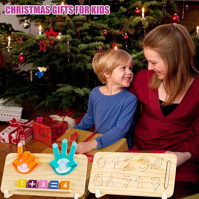 Montessori Toys for 3 4 5 Year Old,Double-Sided Preschool Learning Toys for Toddlers age 2-4,Educational Math manipulatives Number Counting Blocks for Kids,Christmas Stocking Stuffers for Boys Girls