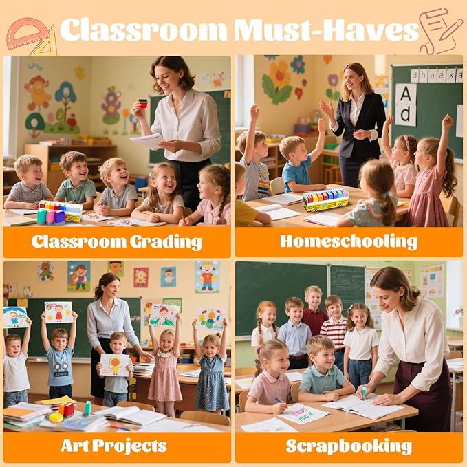 8Pcs Spanish Teacher Stamps Gifts for Classroom Rubber Self Inking Grading Stamps Set Motivation Teacher Stamp for Bilingual School Elementary Kid Homework Reward Supplies, Sellos para Maestros