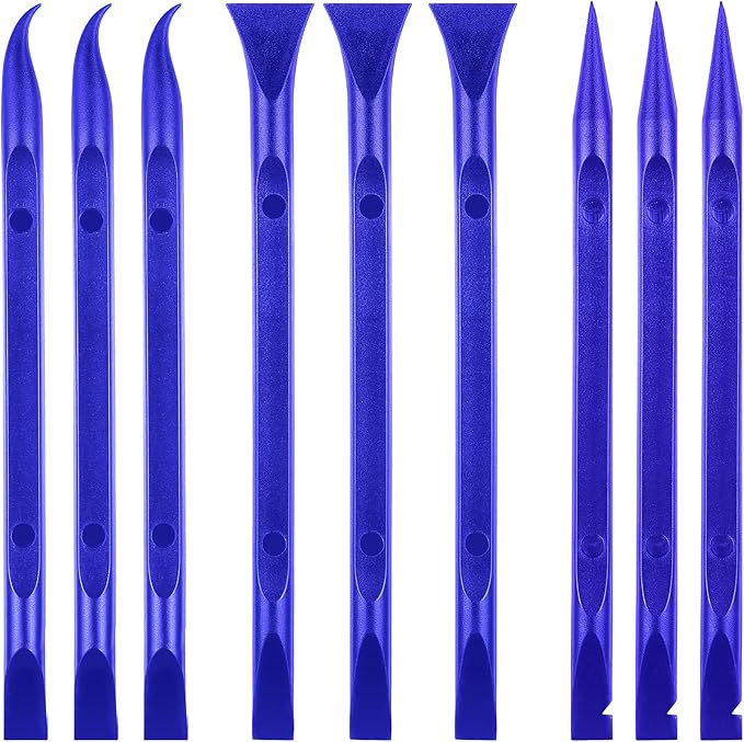 9 Pieces Plastic Scraper Tool Scratch Free Crevice Cleaning Sticker Remover Tool Multipurpose Non Scratch Scrapers for Tight Spaces, Kitchen, Crevices, Auto Detailing, Paint