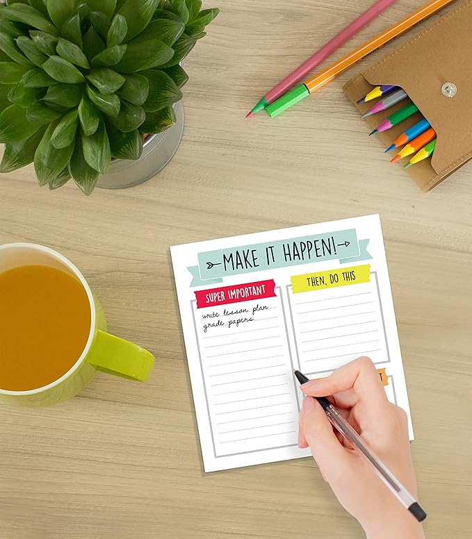 Carson Dellosa Aim High To Do List Notepad—5.75" x 6.25" Paper Stationery, Daily Checklist, Goals, Reminders, Notes, Motivational Organizer (50 sheets) (Pack of 2)