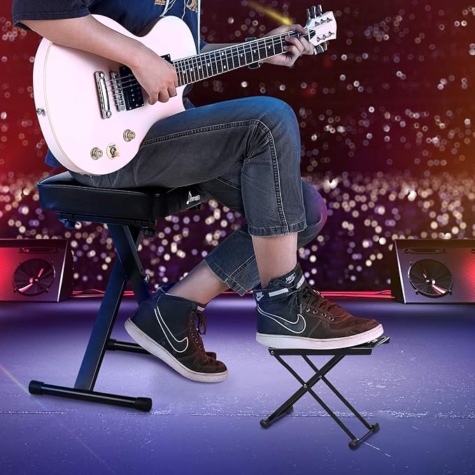 Donner Guitar Foot Stool Adjustable Guitar Leg Rest Step Footstool Black for Classical Guitar Player