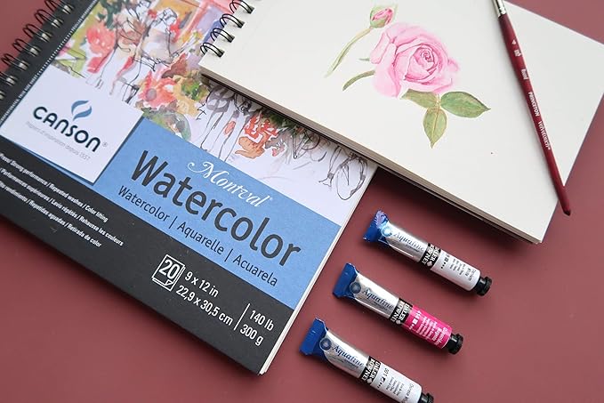 Canson Artist Series Montval Watercolor Paper, Wirebound Pad, 10x15 inches, 12 Sheets (140lb/300g) - Artist Paper for Adults and Students - Watercolors, Mixed Media, Markers and Art Journaling