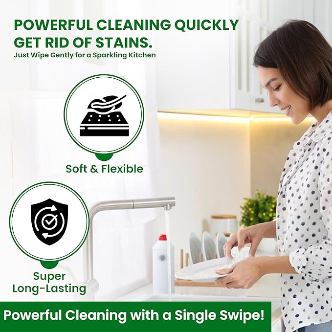 Cellulose Sponges – 24-Pack White Compressed Natural for Kitchen – Plant-Based, Biodegradable, Non-Scratch, Quick-Dry, Super-Absorbent for Dishes & Surfaces (24, White)