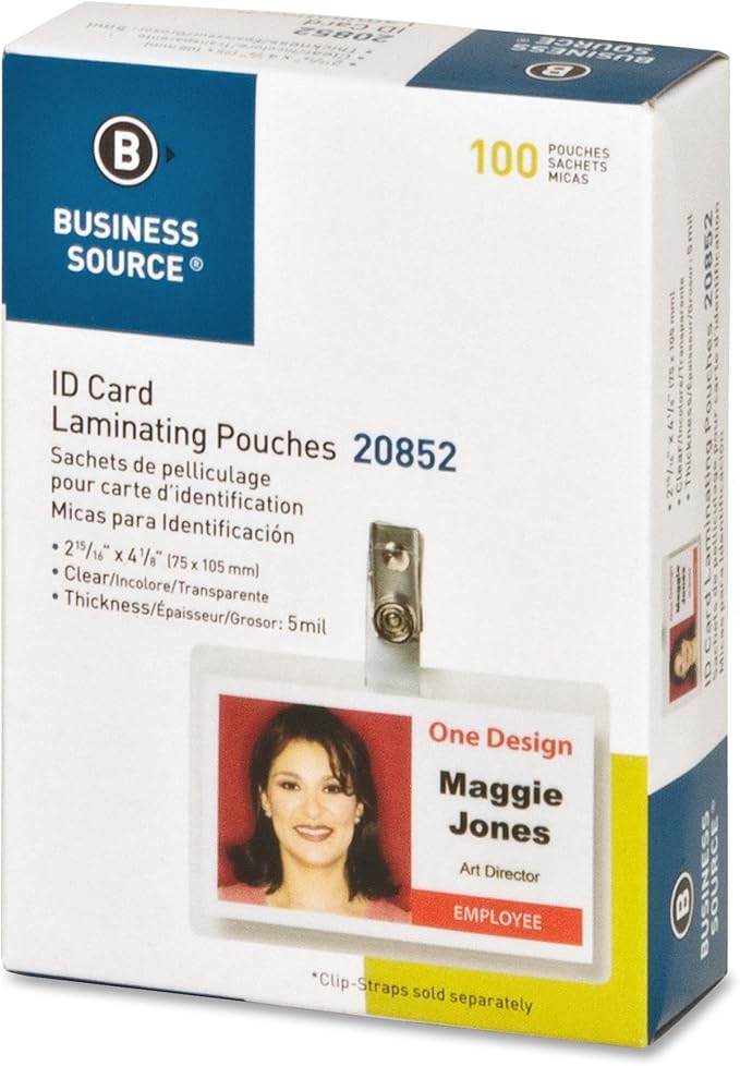 Business Source Government-Size Card Laminating Pouches - Box of 100