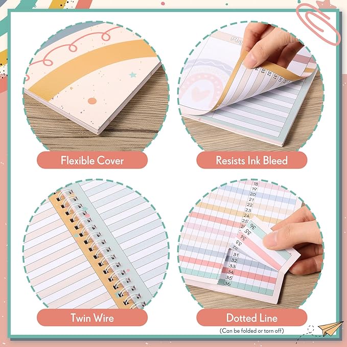 Teacher Record Book Teacher Grade Book 2026-2027 Spiral Bound Boho Heart Dot Record Class Planner 2026 Gradebook Office Favors for Classroom Attendance Supplies Double Sided Printing