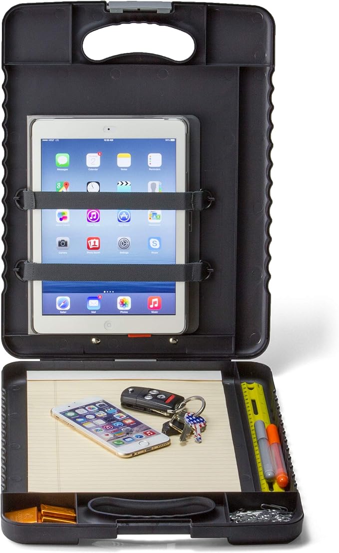 Officemate Deluxe Letter/A4 Size Tablet Clipboard Case with LED Light, Charcoal (83316)