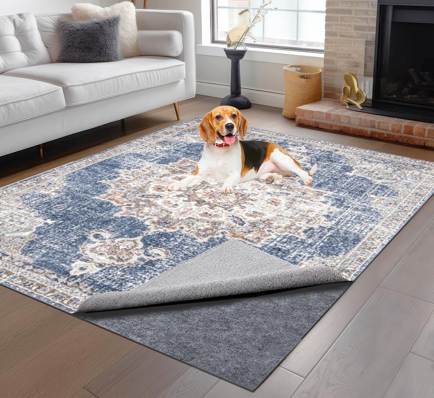 Non-Slip Rug Pads 10 x 14 ft, 100% Waterproof Extra Large Area Rugs Non Skid Rug Pad for All Floors and Finishes Durable Hardwood Floor Protective Felt Keeps Rugs in Place, Safe and Secure
