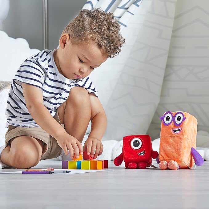 hand2mind Numberblocks One & Two Playful Pals, Plush Figure Toys, Numbers for Toddlers, Preschool Math Learning Toys, Stuffed Animal Plushies, Counting Blocks, Soft Stuffies, Kids Birthday Gifts﻿﻿﻿﻿