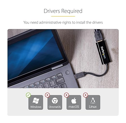 StarTech USB 3.0 to HDMI Adapter, USB-A to HDMI Display Converter, 1080P 60Hz Full HD Video Graphics Adapter, Driver Required, USB Monitor Extender for Windows PC (USB32HDES)