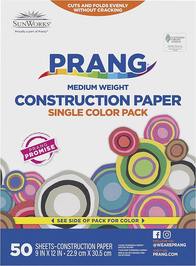 Prang (Formerly SunWorks) Construction Paper, Black, 12" x 18", 100 Sheets