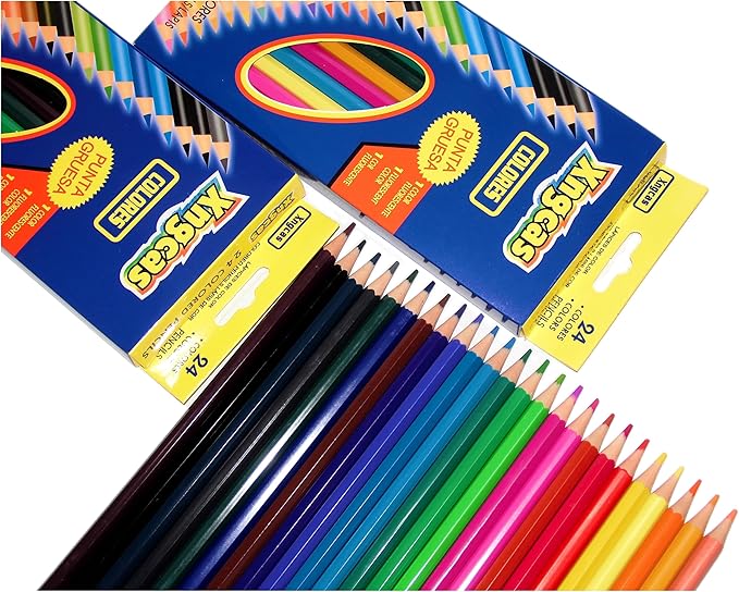 Colored Pencils Bulk, Kids School Supplies For Teachers, 6 Packs with 24 Colors