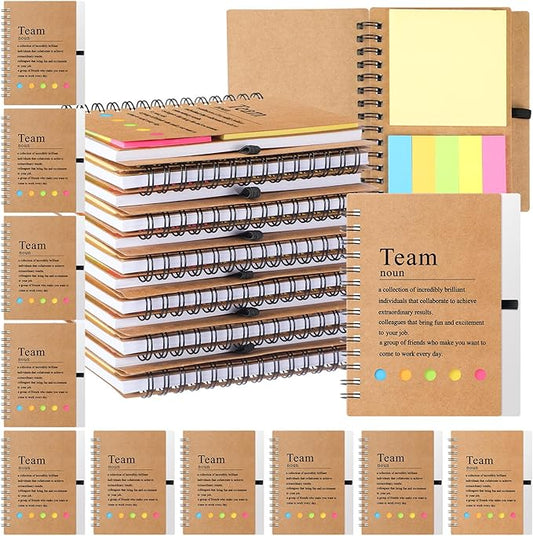 24 Pcs Employee Appreciation Gifts Bulk Team Recognition Notebooks with Sticky Notes Staff Thank You Gifts for Social Worker Teacher Nurse Coworker Office Motivation Set (Brown)