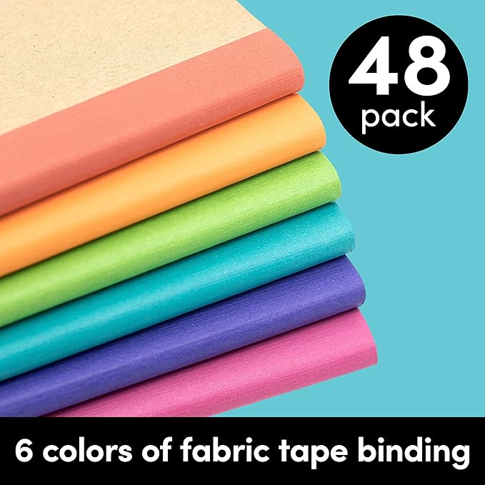 PAPERAGE 48-Pack Composition Notebook Journals, 120 Pages, Kraft Cover with Rainbow Spines, College Ruled Lined Paper, Small Size (8 in x 5.75 in) – for Home, Office or School Supplies