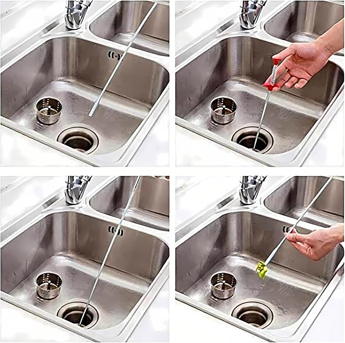 Drain Snake, Drain Clog Remover - Gutter Cleaning Tools Drain Cleaner for Toilet Sewer Shower Kitchen Bathroom Tub Clogged Drains Opener Cleaning Tool, Flexible Grabber Claw Pick Up Reacher (24 inch)