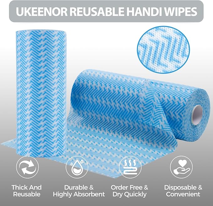 Disposable Cleaning Cloths Dry Handi Wipes Reusable Dish Cloths Multi Use Reusable Cleaning Towels,Machine Washable J cloth,Heavy Duty Handy Wipes 9.8" X 11.8" 200 Count in Total (2 Rolls)