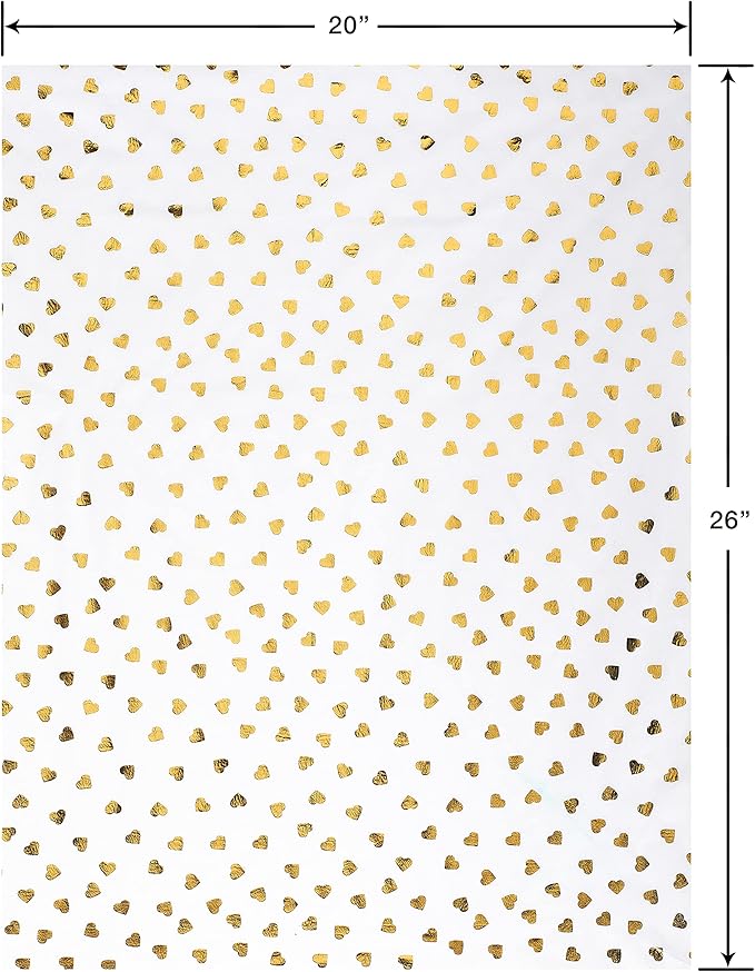 Papyrus Gold Foil Hearts Valentines Day Tissue Paper (4-Sheets)