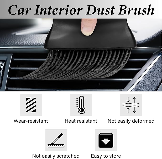 Car Interior Brush, Automotive Interior Dusting Brush, Car Interior Cleaning Brush, Bristles Detailing Brush Dusting for Car Interior, Dashboard, Air Conditioner Vents, Leather, Computer (Black)