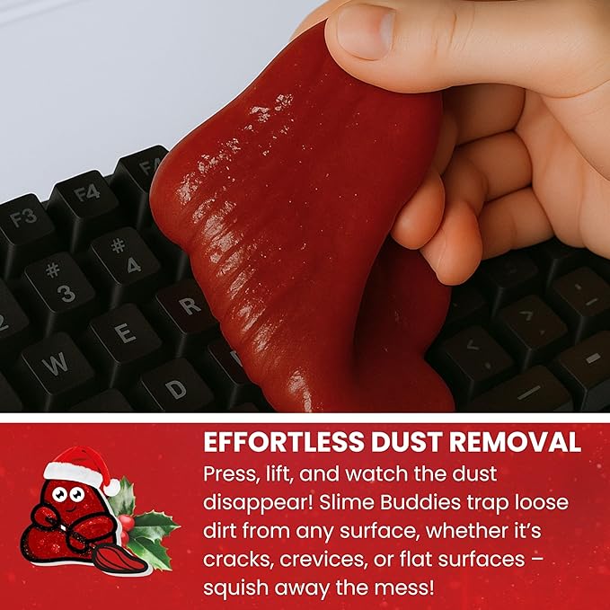 Slime Buddies Car Cleaning Gel Putty - Christmas Spice Scented Interior Detailing Tool for Cup Holders, Air Vents & Keyboard - Reusable Auto Detailing Accessories - Dust Remover Goop