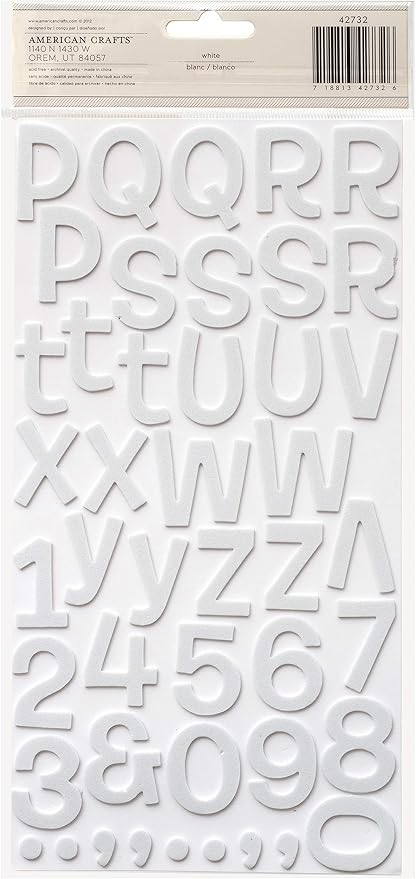American Crafts AC Foam Alphabet Stickers - Rootbeer Float, White, 92pcs