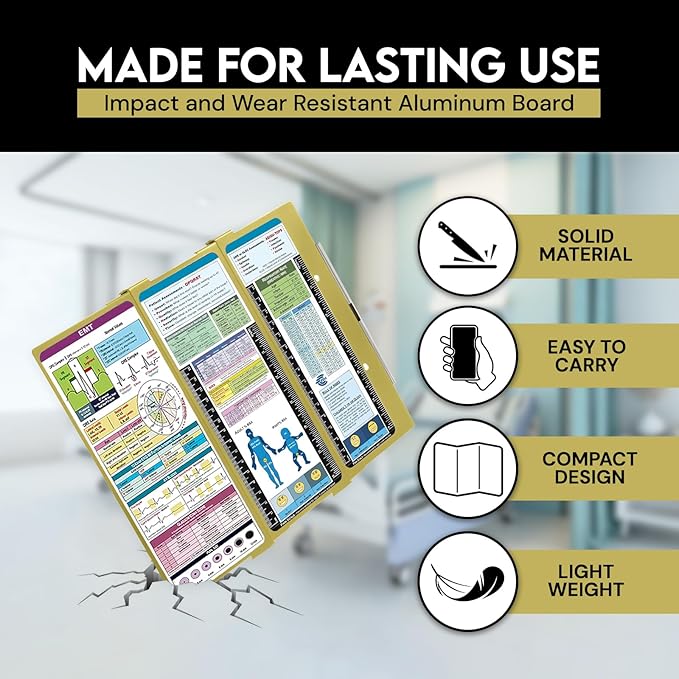 Nursing Clipboard EMT Edition 3 Layers Aluminum Foldable Nurse Clip Board Nursing Student Essentials Foldable Clipboard Nursing Trifold Nursing School Essentials