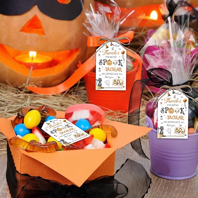 Halloween Appreciation Gift Tags, Halloween Candy Tag for Teacher, Staff, Employee, Coworker Volunteer, Office Team, Fall Appreciation Favor Tag