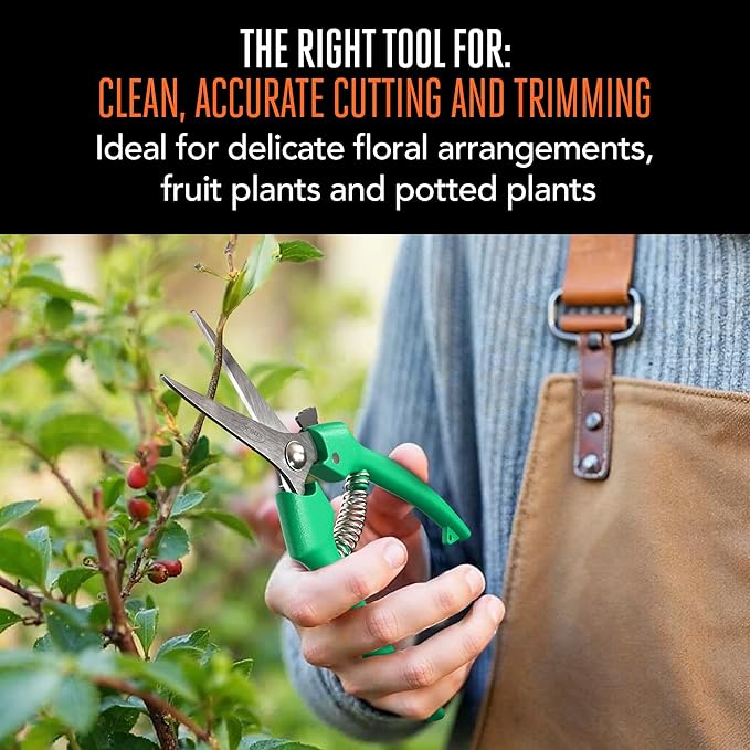 Scotts Straight Tip Floral Shears - Ultra Sharp Lightweight Gardening Scissors - Hand Pruner Pruning Shear for Flowers, Herbs, Roses and Indoor Plants