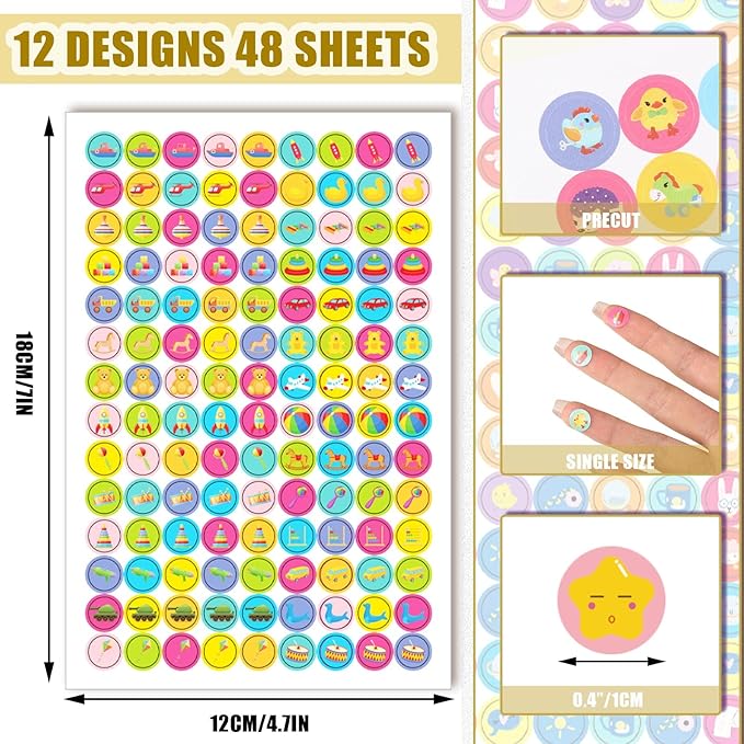 6048 Pieces Small Stickers for Kids Reward Chart - Mini Incentive Happy Smile Face Star Bundle for Teachers and Kids Behavior Chart(Vivid Style)