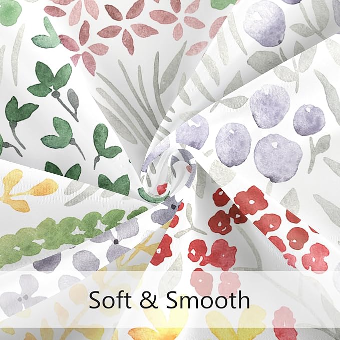 Cute Floral Shower Curtain, Sage Green Boho Flower Fabric Shower Curtain, Funky Watercolor Wildflower Shower Curtain Set, Cottagecore Bohemian Bathroom Decor, 72x72