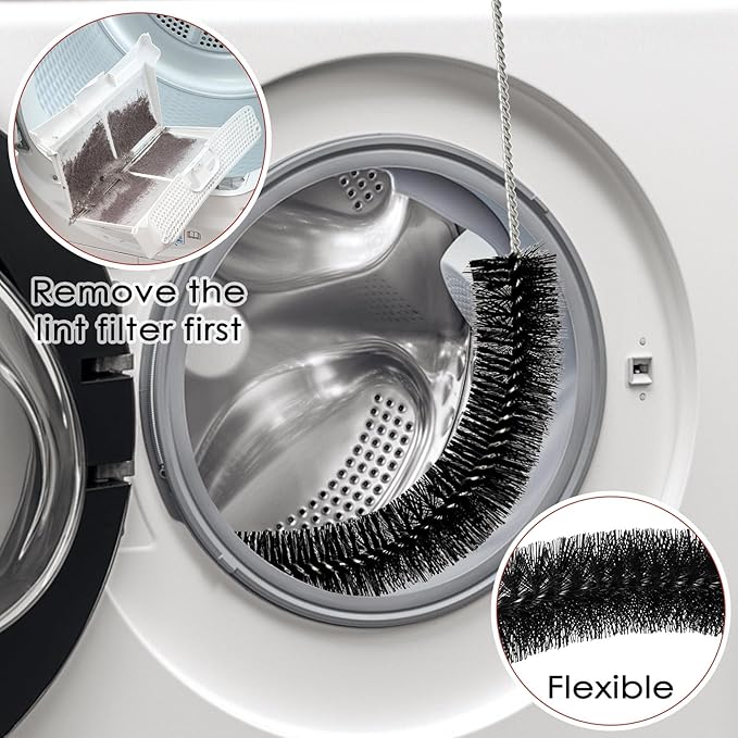 Dryer Vent Cleaner Kit, 2 Pack Dryer Lint Brush, 30 Inch Long Flexible Lint Remover, Refrigerator Coil Cleaning Brush, Home Essentials (Short-Style)
