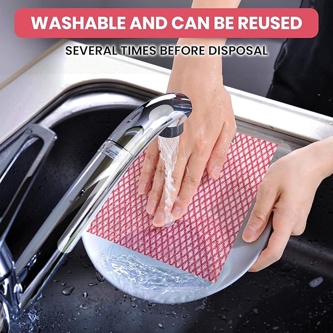 Disposable Cleaning Cloths 50 Packs, 13.8"x15.8" Reusable Kitchen Towels, Soft Absorbent Multipurpose Household Cleaning Towels, Disposable Dish Cloths for Kitchen, Stove, Bathroom, Handy Wipes, Multi
