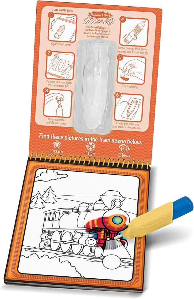 Melissa & Doug On The Go Water Wow! Mess Free Coloring Book, Reusable Water-Reveal Activity Pad, Vehicles, Travel Toys, Party Favors, for Toddlers & Kids Ages 3+ - FSC Certified