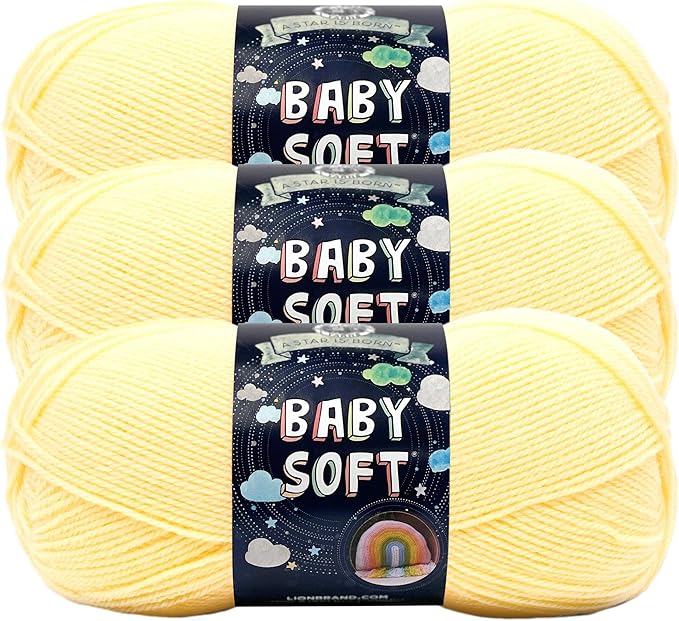 Lion Brand Yarn, Baby Soft Baby Blanket Yarn for Crocheting, Knitting, and Crafts, Lemonade, 3 Pack