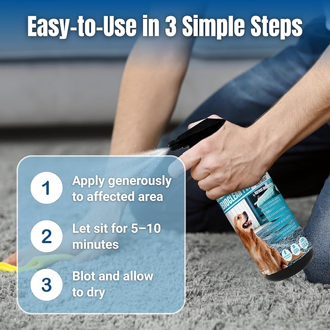 Carpet Cleaner and Deodorizer for Pets - Stain and Odor Treatment | Neutralizes Urine Stains and Eliminates Smell & Residue, Made in The USA - Biocelan Pet by Harvest and Home - 16oz
