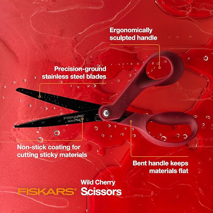 Fiskars® Non-stick Explore Collection Scissors, Wild Cherry (8 in.)