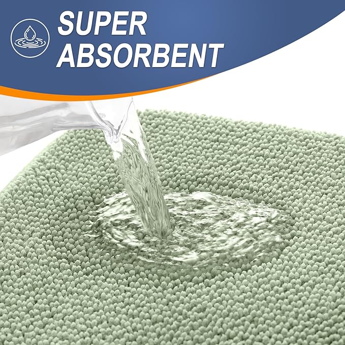 OLANLY Thick Memory Foam Bath Mat Rug 40x24, Extra Soft Absorbent Bathroom Rug, Quick Dry Bath Mats, Non-Slip, Machine Washable Carpet for Bathroom, Tub and Shower, Home Decor Accessories, Sage Green