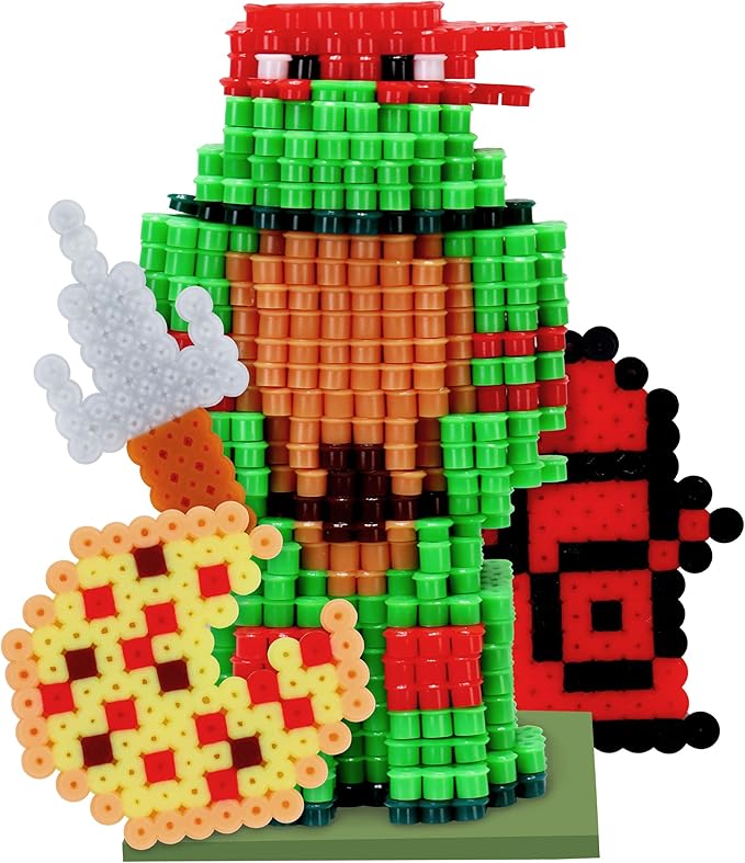 TMNT Pixel Creations Bead Kit Teenage Mutant Ninja Turtles Craft Set with 2500 Beads, Pegboards & Templates Ideal for Birthday Gifts & Screen-Free Play DIY Art Activity for Kids Ages 6+