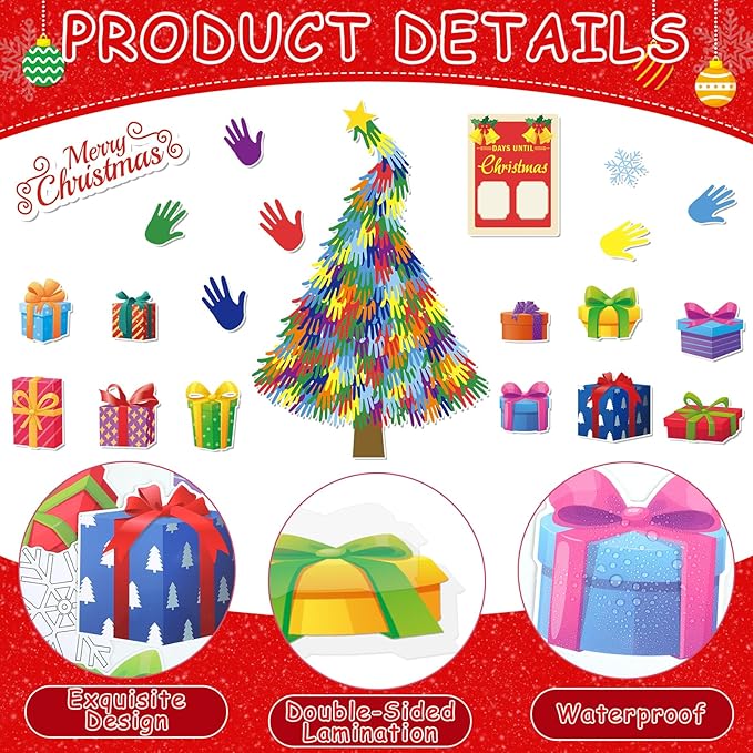 gisgfim Christmas Bulletin Board Decoration Set Merry Christmas Tree Paper Cutouts Xmas Classroom Count Down Bulletin Board Decor for Xmas Winter Holiday School Door Party Home Wall(Count Down)