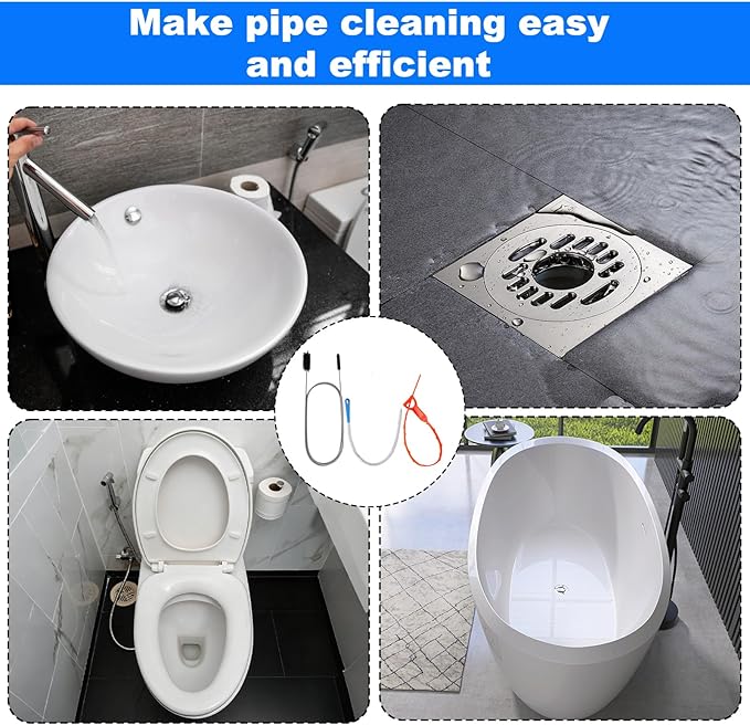 P Trap Cleaner,3 IN 1 P Trap Brush for Shower Kitchen Sink Bath Tub Bathroom,Including 20 Inch Snake Clog Remover,61 Inch Flexible Wire Brush,18 Incn All Bristle Brush