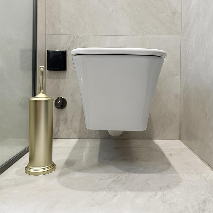 Satin Matte Soft Gold Toilet Bowl Brush with Holder, Durable Bathroom Cleaning Tool, Modern Design for Easy Toilet Maintenance, Bathroom Cleaner Brush for Efficient Cleaning and Hygiene