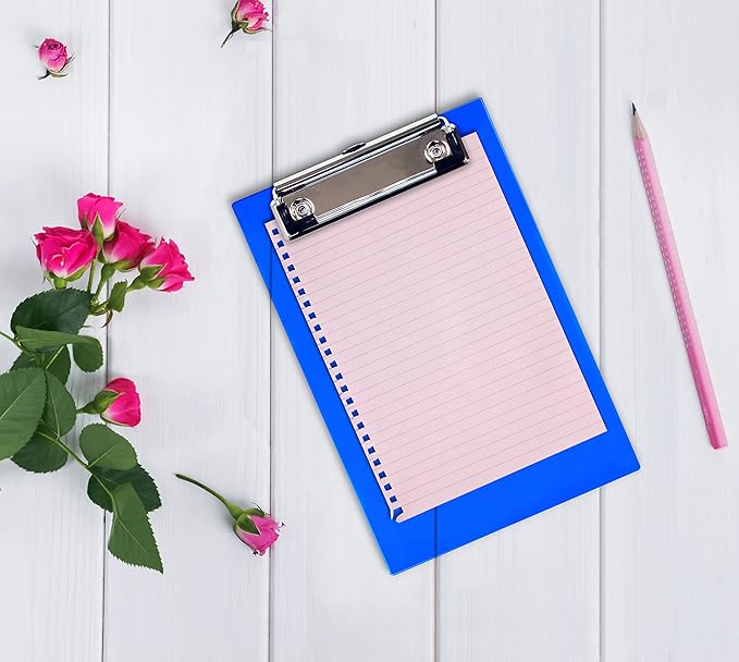 Better Office Products Mini Clipboards (6 Pack), Plastic, Low Profile Clips, Assorted Translucent Colors, Durable, A6 Memo Size, 5.3" x 8",