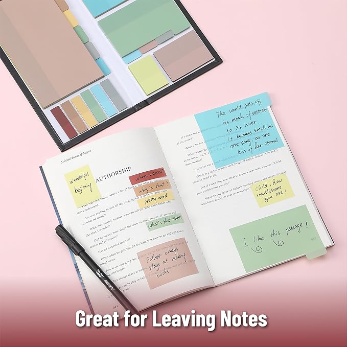Mr. Pen- Transparent Sticky Note Set, 410 Pack, Morandi Colors, Transparent Sticky Notes Tabs, Stocky Notes for Bible Journaling