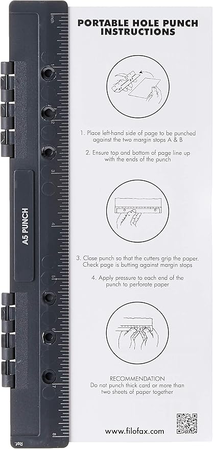 Filofax A5 Portable Hole Punch (B340119), Black